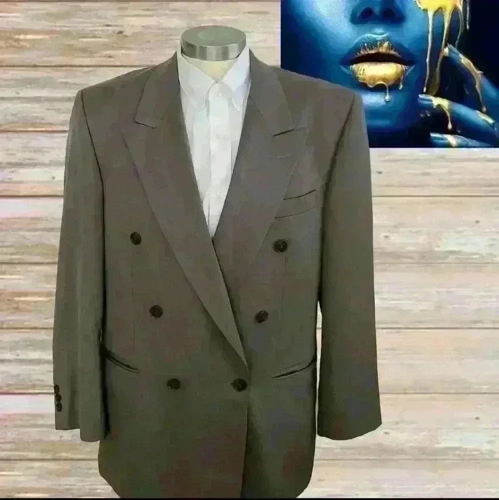 Franco Tassi Blazer Sport Coat Mens Double Breasted Wool Size 40W33R Canada